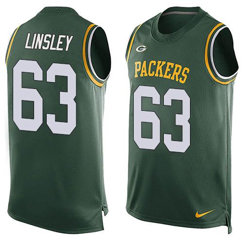 Nike Packers #63 Corey Linsley Green Team Color Men's Stitched NFL Limited Tank Top Jersey - Click Image to Close
